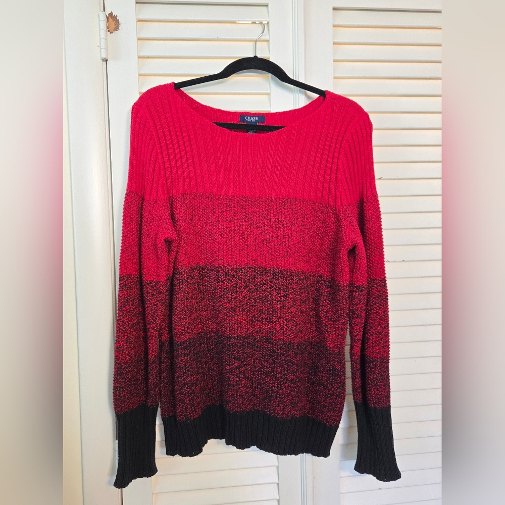 Chaps XL Red and Black Ombre Women's Sweater